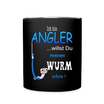 Lustige Angler Spruch - Tasse einfarbig - Schwarz - Vorne