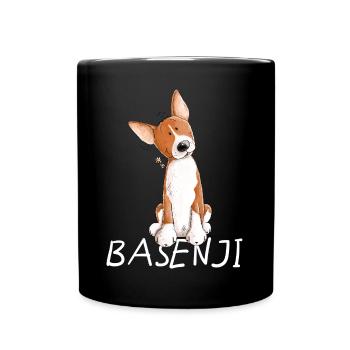 Happy Basenji I Hunderasse Comic I Hund - Tasse einfarbig - Schwarz - Vorne