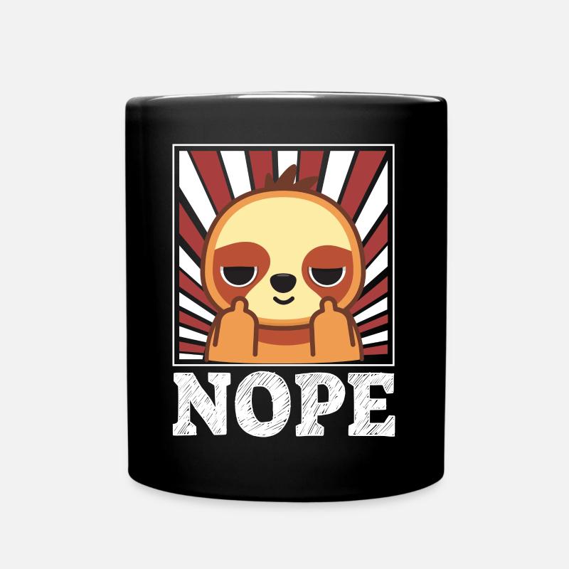 Nope - sloth with middle finger - Full Colour Mug - black