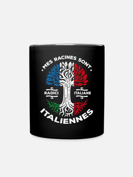 Mes racines sont italiennes Arbre France Italie - Mug uni - noir