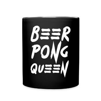 Font beerpong queen beer drinking game game - Full Colour Mug - black - Front