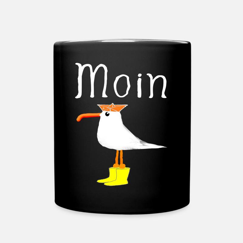 Moin Hafen Heimat Küstenkind Möwe Anker Geschenke - Tasse einfarbig - Schwarz