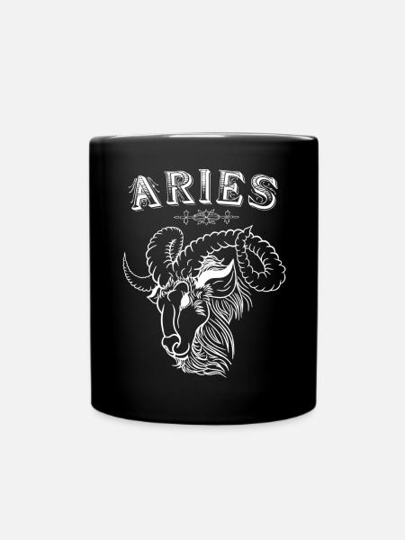 Aries Sternzeichen Widder - Tasse einfarbig - Schwarz