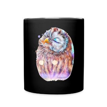 Eule - Tasse einfarbig - Schwarz - Vorne