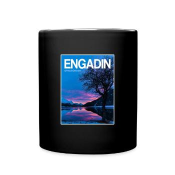 Engadin Seenlandschaft Abendlicht - Tasse einfarbig - Schwarz - Vorne