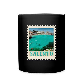 Salento Turquoise Beach Retro Poster - Full Colour Mug - black - Front