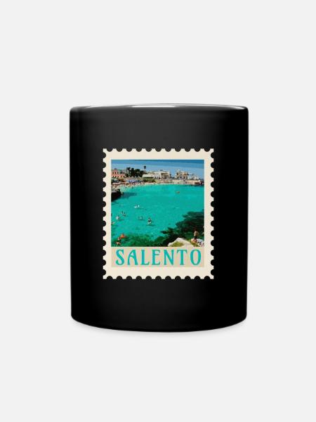 Salento Türkisstrand Retro-Poster - Tasse einfarbig - Schwarz
