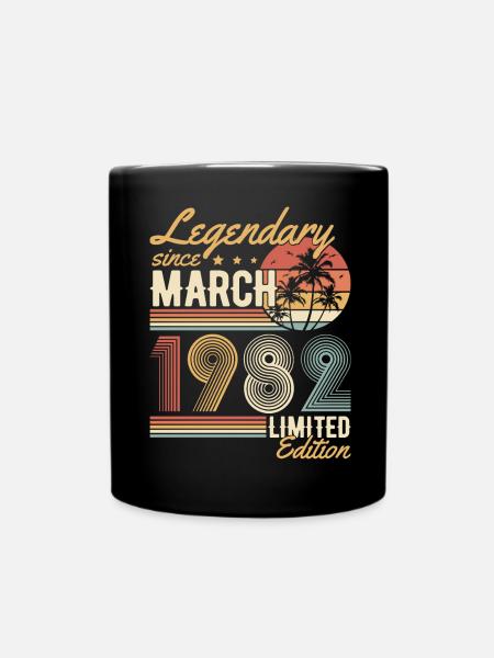 Légendaire Mars 1982 Vintage Anniversaire Rétro - Mug uni - noir