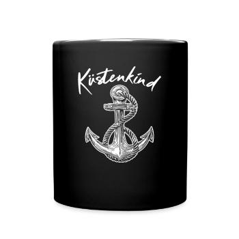 Küstenkind - Anker - Tasse einfarbig - Schwarz - Vorne