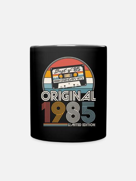 1985 Vintage Jahrgang Geburtstag Retro Geschenk - Ensfarvet krus - sort