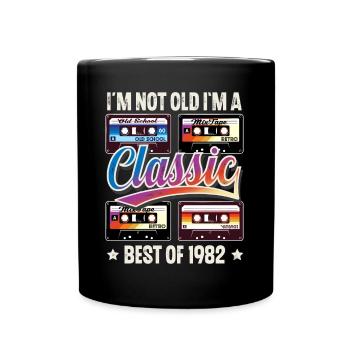 1982 Geburtsjahr Geburtstag Kassette Vintage - Tasse einfarbig - Schwarz - Vorne