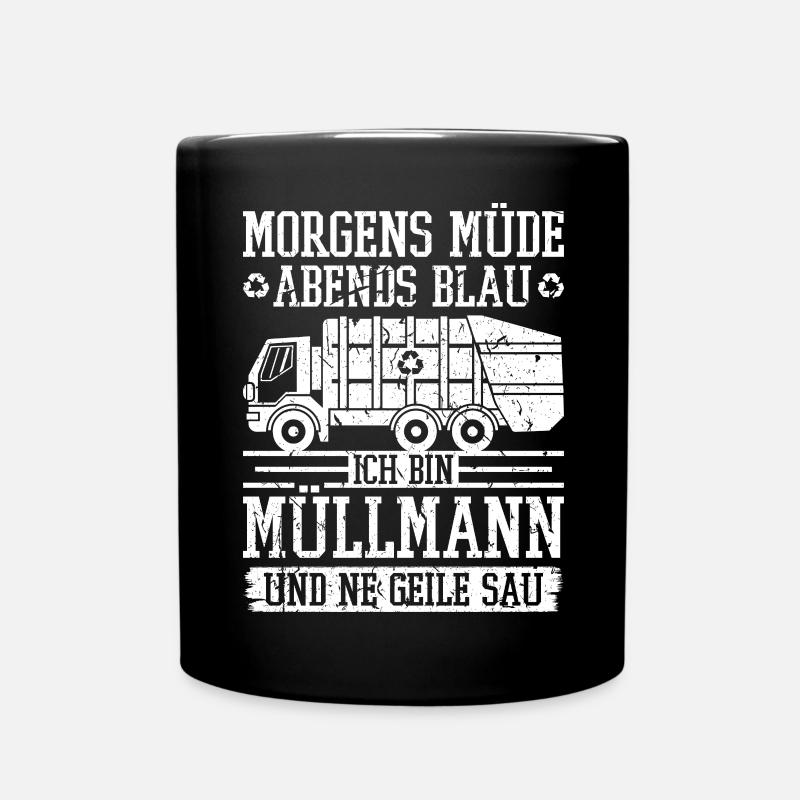 Müllmann Abfalltechniker Müllabfuhr - Tasse einfarbig - Schwarz