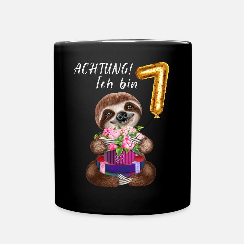 Ich bin sieben Faultier zum 7. Geburtstag - Tasse einfarbig - Schwarz