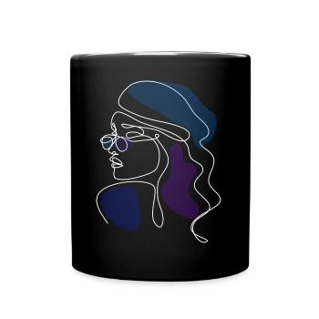 One-Line Gesicht Lineart Abstrakte Kunst Frau - Tasse einfarbig - Schwarz - Vorne