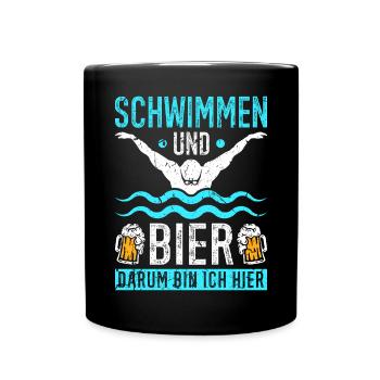 Schwimmen Bier Bademeister Schwimm - Tasse einfarbig - Schwarz - Vorne