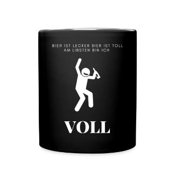 Bier ist lecker, Bier ist toll Malle Urlaub saufen - Tasse einfarbig - Schwarz - Vorne