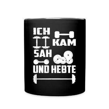Ich kam sah und Hebte - Tasse einfarbig - Schwarz - Vorne