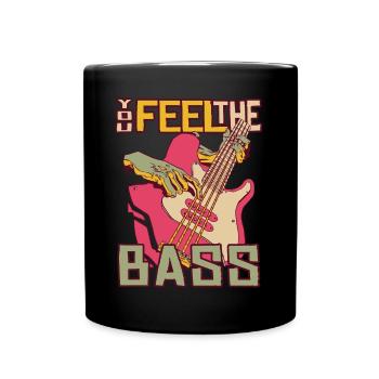 Du fühlst den Bass. Gitarrist Bassist bunt Gitarre - Tasse einfarbig - Schwarz - Vorne