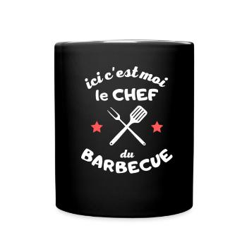Ici c est moi le chef du BARBECUE - Mug uni - noir - Devant