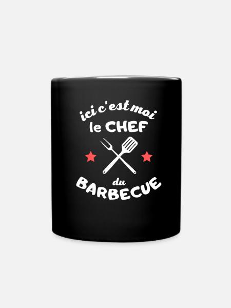 Ici c est moi le chef du BARBECUE - Mug uni - noir