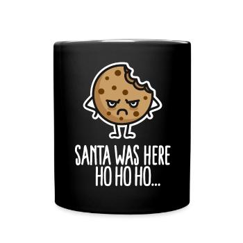 Lustige Weihnachten Weihnachtsmann Santa Cookie - Tasse einfarbig - Schwarz - Vorne