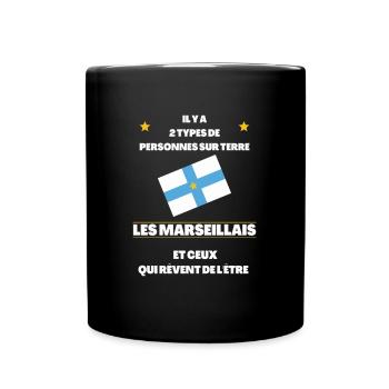 Supporter foot marseille - Mug uni - noir - Devant