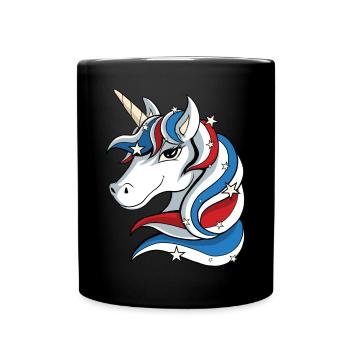 USA Amérique Licorne Chevaux - Mug uni - noir - Devant