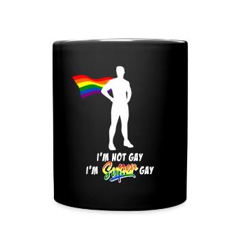 I'm super gay - Funny gay saying LGBT - Full Colour Mug - black - Front