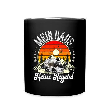 Camping Camper Campen - Tasse einfarbig - Schwarz - Vorne