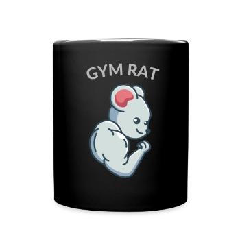 Gym Rat Fitness Ratte Bodybuilding Ratten - Tasse einfarbig - Schwarz - Vorne