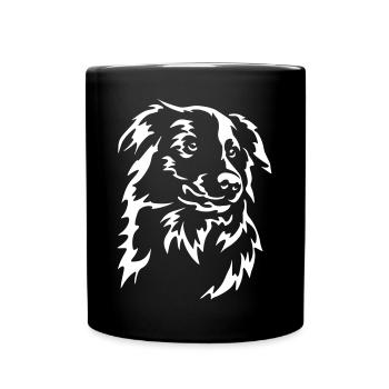 Border Collie Head "Black Edition" - Full Colour Mug - black - Front