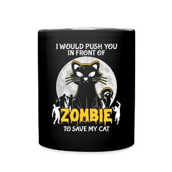 Halloween Katze Hexe - Tasse einfarbig - Schwarz - Vorne