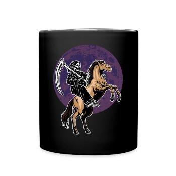 Halloween skeleton on horse - Full Colour Mug - black - Front