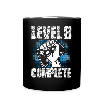 Level 8 Complete Geburtstagsgeschenk 8 Jahre Gamer - Tasse einfarbig - Schwarz - Vorne