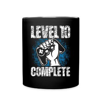 Level 10 Complete Birthday Gift 10 Years - Full Colour Mug - black - Front