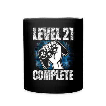 Level 21 Complete Geburtstagsgeschenk 21 Jahre - Tasse einfarbig - Schwarz - Vorne