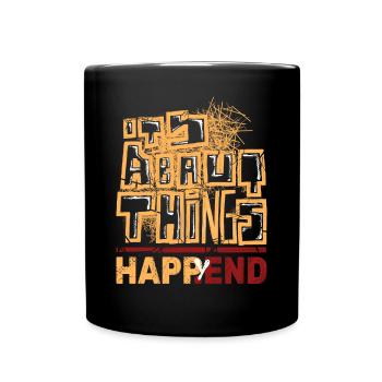 Stilvolles Graffiti und Happy - Tasse einfarbig - Schwarz - Vorne