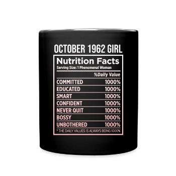Octobre 1962 - Cadeau du 60e anniversaire. Femme. - Mug uni - noir - Devant