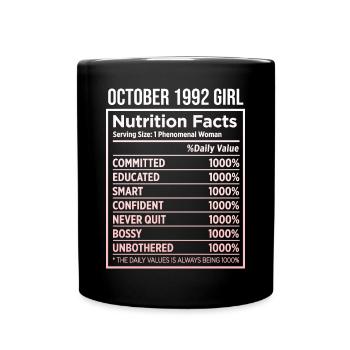 Oktober 1992 - 30. Geburtstag Geschenk. Legende. - Tasse einfarbig - Schwarz - Vorne
