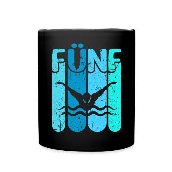 Schwimmen 5 Geburtstag Wasserratte Schwimm - Tasse einfarbig - Schwarz - Vorne