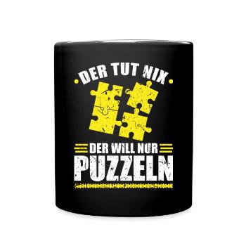 Der Tut Nix Der Will Nur Puzzeln Puzzle - Tasse einfarbig - Schwarz - Vorne