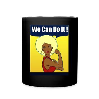 Frau Vintage Retro Frau Afro Frisur - Tasse einfarbig - Schwarz - Vorne