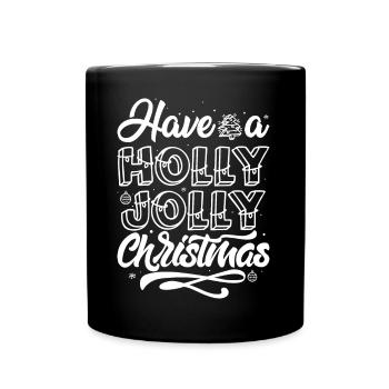 Lettrage à la main de Noël Holly Jolly - Mug uni - noir - Devant