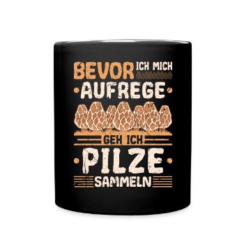 Pilze Sammeln Schwammerl - Tasse einfarbig - Schwarz - Vorne