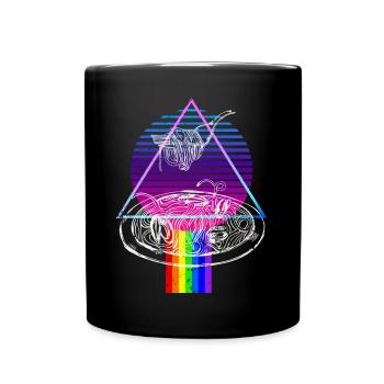 Vaporwave Pasta Retro Sunset Rainbow Spaghetti Lov - Tasse einfarbig - Schwarz - Vorne