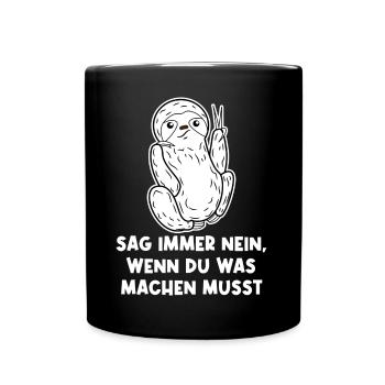 Faul Urwald Tier Faultier Statement Dschungel - Tasse einfarbig - Schwarz - Vorne