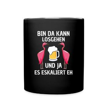 Vogel Lustiges Geschenk Bier Rosa Flamingo - Tasse einfarbig - Schwarz - Vorne