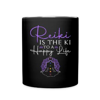 Reiki Ki Glückliches Leben Spirituelle Heilung - Tasse einfarbig - Schwarz - Vorne