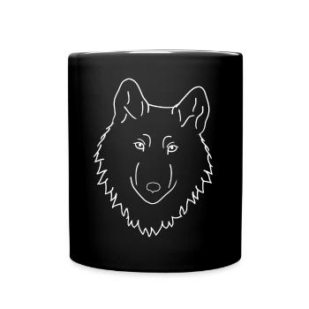 Loup - blanc - Mug uni - noir - Devant