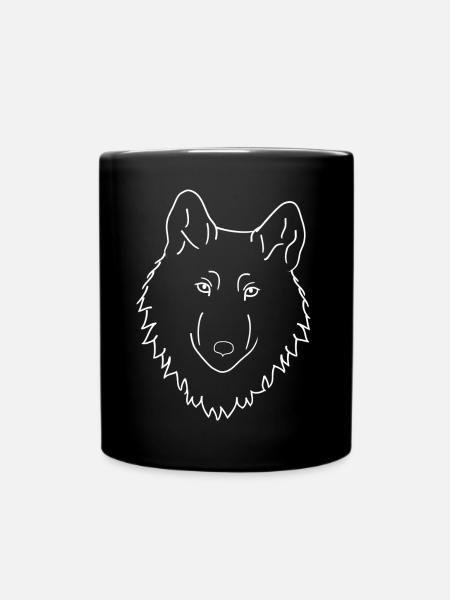 Loup - blanc - Mug uni - noir